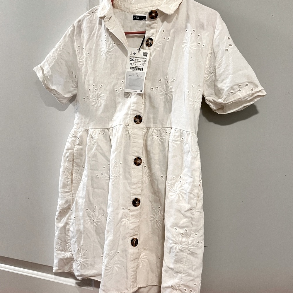 Zara NWT eyelet mini dress